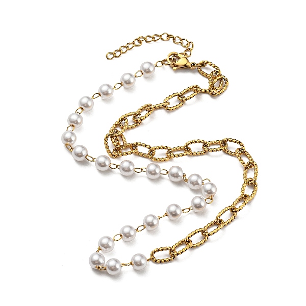 PandaHall Ion Plating(IP) 304 Stainless Steel Paperclip & Plastic Pearl Beaded Chain Necklaces, Golden, 16.54 inch(42cm) 304 Stainless Steel
PandaHall Ion Plating(IP) 304 Stainless Steel Paperclip & Plastic Pearl Beaded Chain Necklaces, Golden, 16.54 inch(42cm) 304 Stainless Steel