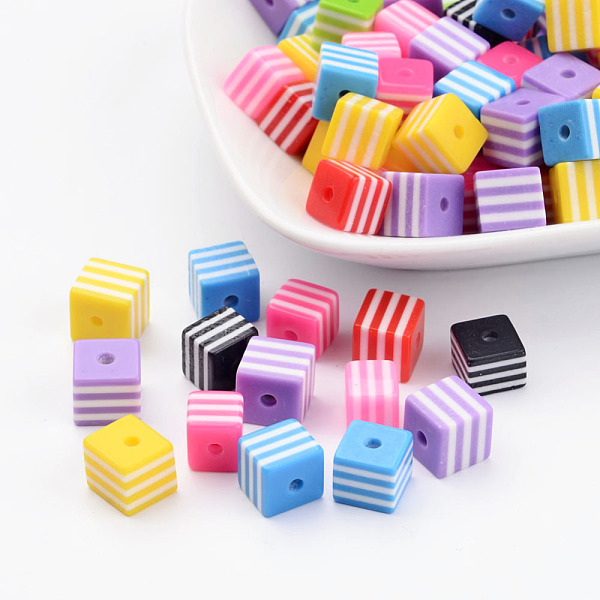 PandaHall Resin Beads, Cube with Stripe Pattern, Mixed Color, about 8mm long, 8mm wide, 8mm thick, hole: 1.5mm Resin Cube Multicolor
PandaHall Resin Beads, Cube with Stripe Pattern, Mixed Color, about 8mm long, 8mm wide, 8mm thick, hole: 1.5mm Resin Cube Multicolor