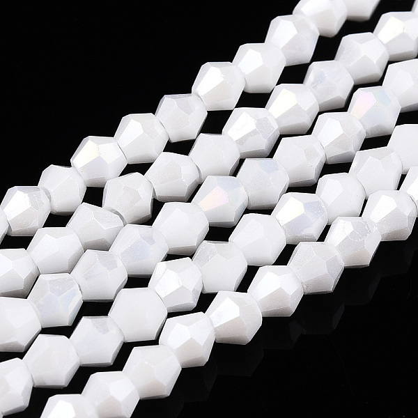 PandaHall Opaque Solid Color Electroplate Glass Beads Strands, AB Color Plated, Faceted, Bicone, Snow, 3x2.5mm, Hole: 0.7mm, about..., White
PandaHall Opaque Solid Color Electroplate Glass Beads Strands, AB Color Plated, Faceted, Bicone, Snow, 3x2.5mm, Hole: 0.7mm, about..., White