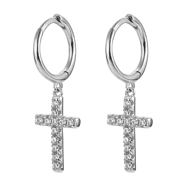 PandaHall Rhodium Plated 925 Sterling Silver Micro Pave Cubic Zirconia Dangle Hoop Earrings, Cross, Platinum, 27x8.5mm Sterling Silver Cross..., Clear
PandaHall Rhodium Plated 925 Sterling Silver Micro Pave Cubic Zirconia Dangle Hoop Earrings, Cross, Platinum, 27x8.5mm Sterling Silver Cross..., Clear