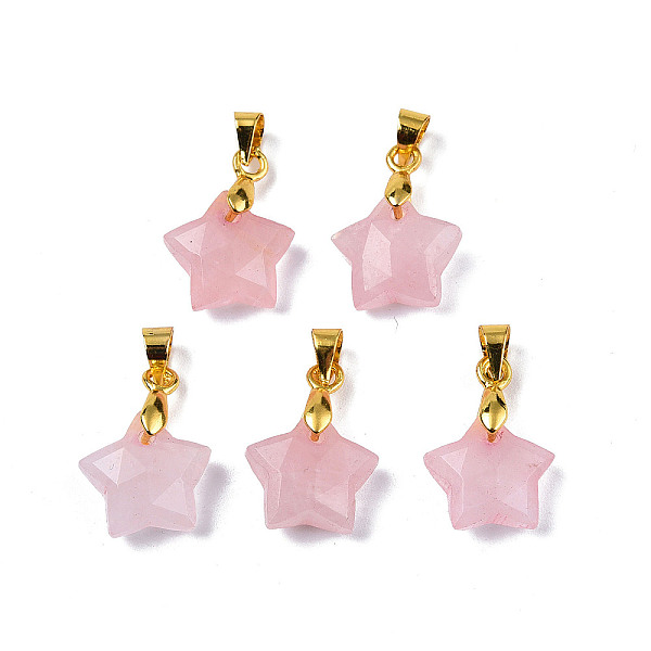 PandaHall Natural Rose Quartz Charms, with Golden Plated Brass Findings, Faceted Star, Star: 12x12.5x5.5mm, Hole: 3.5x4mm Rose Quartz Star
PandaHall Natural Rose Quartz Charms, with Golden Plated Brass Findings, Faceted Star, Star: 12x12.5x5.5mm, Hole: 3.5x4mm Rose Quartz Star