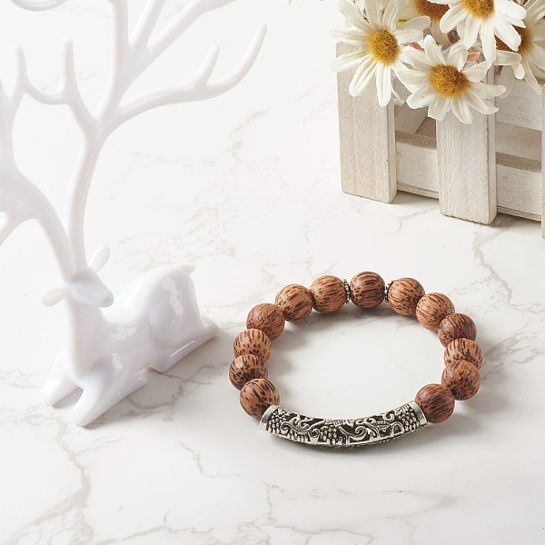 PandaHall Natural Coconut Wood Beads Stretch Bracelets, with Tibetan Style Alloy Hollow Curved Tube Beads, Coconut Brown, Inner Diameter...
PandaHall Natural Coconut Wood Beads Stretch Bracelets, with Tibetan Style Alloy Hollow Curved Tube Beads, Coconut Brown, Inner Diameter...