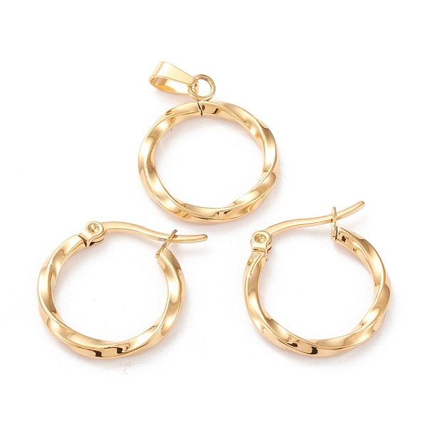 PandaHall 304 Stainless Steel Jewelry Sets, Hoop Earrings and Pendants, Twisted, Ring, Golden, Hoop Earrings: 21x19.5x2.5mm, Pin: 0.6x1mm...
PandaHall 304 Stainless Steel Jewelry Sets, Hoop Earrings and Pendants, Twisted, Ring, Golden, Hoop Earrings: 21x19.5x2.5mm, Pin: 0.6x1mm...