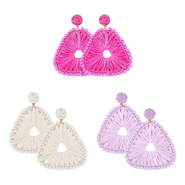 PandaHall FIBLOOM 3 Pairs 3 Colors Raffia Grass Braided Triangle Dangle Stud Earrings for Women, Glass Seed Beaded Long Drop Earrings with..., Multicolor
PandaHall FIBLOOM 3 Pairs 3 Colors Raffia Grass Braided Triangle Dangle Stud Earrings for Women, Glass Seed Beaded Long Drop Earrings with..., Multicolor