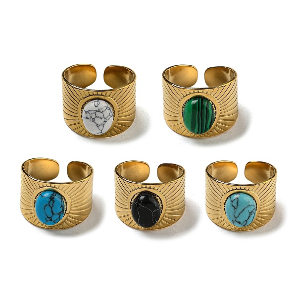 PandaHall 304 Stainless Steel Open Cuff Rings, Synthetic Malachite & Turquoise Oval Wide Band Rings for Women Men, Real 18K Gold Plated..., Multicolor
PandaHall 304 Stainless Steel Open Cuff Rings, Synthetic Malachite & Turquoise Oval Wide Band Rings for Women Men, Real 18K Gold Plated..., Multicolor