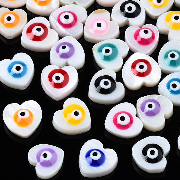 PandaHall Natural Freshwater Shell Beads, with Enamel, Heart with Evil Eye, Mixed Color, 9~10x9.5~11x4mm, Hole: 0.8mm Freshwater Shell Heart..., Multicolor
PandaHall Natural Freshwater Shell Beads, with Enamel, Heart with Evil Eye, Mixed Color, 9~10x9.5~11x4mm, Hole: 0.8mm Freshwater Shell Heart..., Multicolor