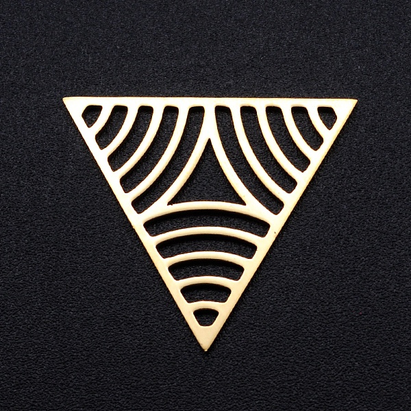 PandaHall 201 Stainless Steel Filigree Joiners Links, Laser Cut, Triangle, Golden, 21.5x24.5x1mm 201 Stainless Steel Triangle
PandaHall 201 Stainless Steel Filigree Joiners Links, Laser Cut, Triangle, Golden, 21.5x24.5x1mm 201 Stainless Steel Triangle