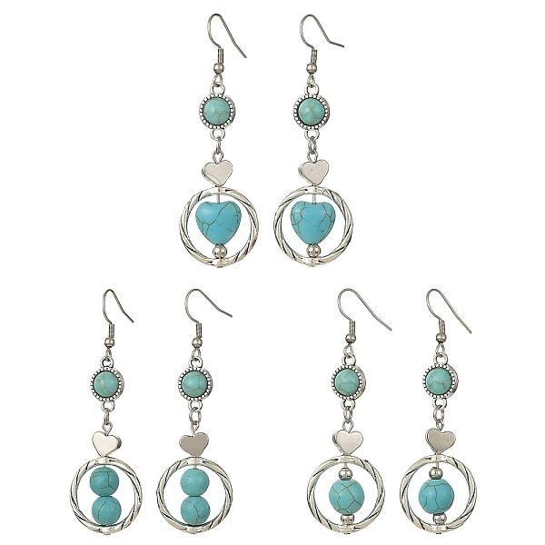 PandaHall 3 Pair 3 Style 304 Stainless Steel Dangle Earrings with Synthetic Turquoise Beaded for Women, Heart & Flat Round, Antique Silver...
PandaHall 3 Pair 3 Style 304 Stainless Steel Dangle Earrings with Synthetic Turquoise Beaded for Women, Heart & Flat Round, Antique Silver...