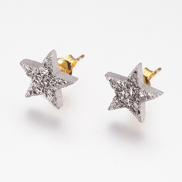 PandaHall Electroplate Natural Druzy Agate Stud Earrings, with Brass Findings, Star, Platinum Plated, 10x11x3mm, Pin: 0.8mm Natural Agate
PandaHall Electroplate Natural Druzy Agate Stud Earrings, with Brass Findings, Star, Platinum Plated, 10x11x3mm, Pin: 0.8mm Natural Agate