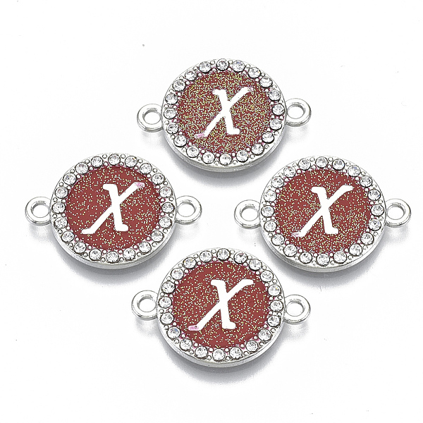 PandaHall Alloy Enamel Links Connectors, with Crystal Rhinestones, Flat Round with Letter, Silver Color Plated, Letter.X, 22x16x2mm, Hole..., Red
PandaHall Alloy Enamel Links Connectors, with Crystal Rhinestones, Flat Round with Letter, Silver Color Plated, Letter.X, 22x16x2mm, Hole..., Red