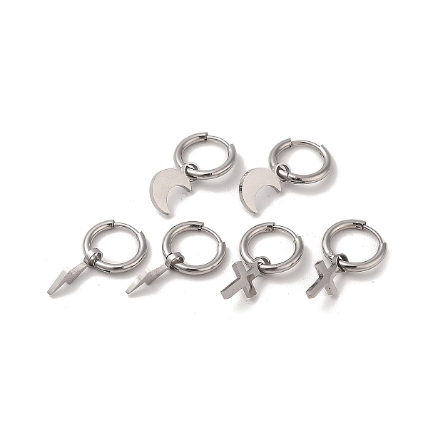 PandaHall 3 Pairs 3 Styles 304 Stainless Steel Hoop Dangle Earrings for Women, Cross & Moon & Lightning Bolt, Stainless Steel Color...
PandaHall 3 Pairs 3 Styles 304 Stainless Steel Hoop Dangle Earrings for Women, Cross & Moon & Lightning Bolt, Stainless Steel Color...