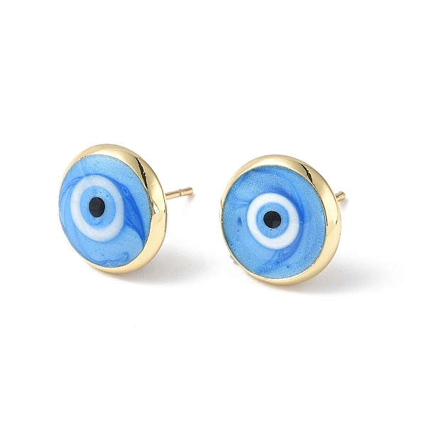 PandaHall Enamel Evil Eye Stud Earrings, Real 18K Gold Plated Brass Jewelry for Women, Light Sky Blue, 12mm, Pin: 0.8mm Brass Flat Round
PandaHall Enamel Evil Eye Stud Earrings, Real 18K Gold Plated Brass Jewelry for Women, Light Sky Blue, 12mm, Pin: 0.8mm Brass Flat Round
