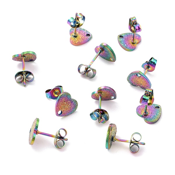 PandaHall Ion Plating(IP) 304 Stainless Steel Stud Earring Findings, with Ear Nuts, Textured Heart, Rainbow Color, 8x9mm, Hole: 1.4mm, Pin...
PandaHall Ion Plating(IP) 304 Stainless Steel Stud Earring Findings, with Ear Nuts, Textured Heart, Rainbow Color, 8x9mm, Hole: 1.4mm, Pin...