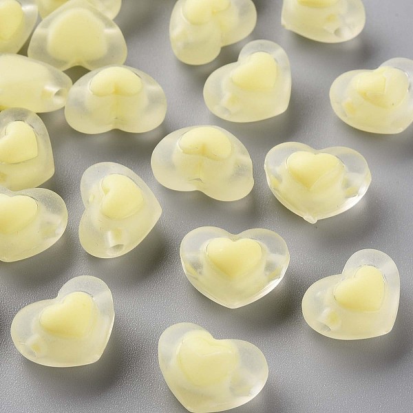 

PandaHall Transparent Acrylic Beads, Frosted, Bead in Bead, Heart, Light Yellow, 13x17x9.5mm, Hole: 2.5mm, about 420pcs/500g Acrylic Heart
