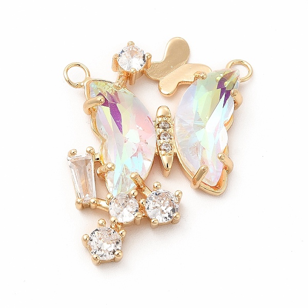 

PandaHall Brass with K9 Glass Charms, Golden, Butterfly Charms, Crystal AB, 27x25x4.5mm, Hole: 2mm K9 Glass Butterfly Clear