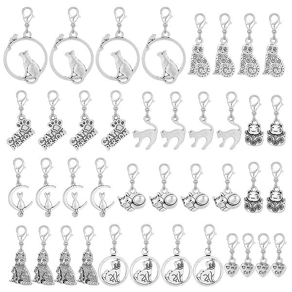 

PandaHall Cat Tibetan Style Alloy Pendant Decoration, with Lobster Claw Clasps, Antique Silver, 25~45mm, 10 style, 4pcs/style, 40pcs/set...