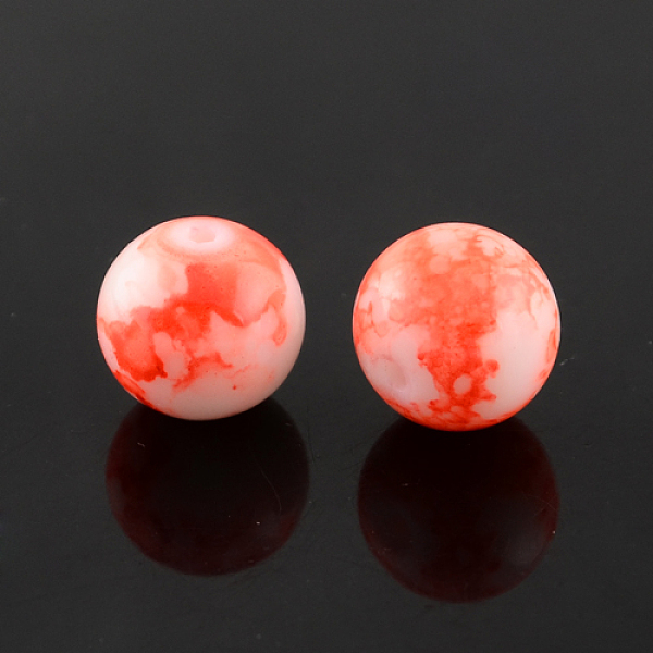 

PandaHall Spray Painted Glass Round Bead Strands, Tomato, 4mm, Hole: 1.1mm, about 200pcs/strand, 31.4 inch Glass Round Red