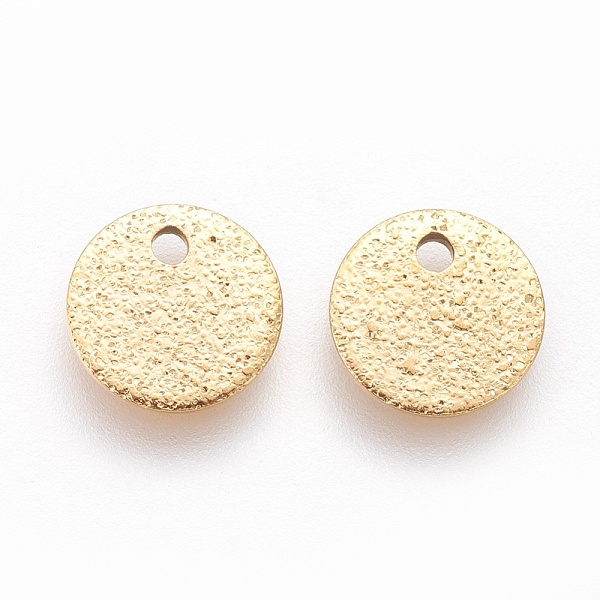 

PandaHall Ion Plating(IP) 304 Stainless Steel Charms, Textured, Flat Round with Bumpy, Golden, 8x1mm, Hole: 1.2mm 304 Stainless Steel Flat...