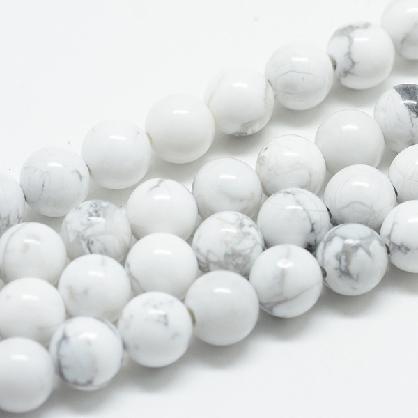 

PandaHall Natural Howlite Beads Strands, Round, 6mm, Hole: 1mm, about 63pcs/strand, 15.55" Howlite Round