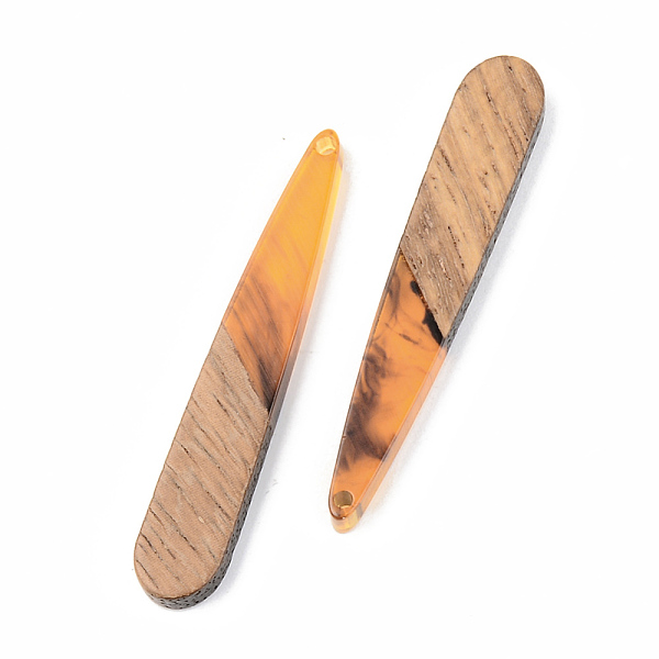 

PandaHall Resin & Walnut Wood Pendants, Teardrop, Orange, 44x7.5x3mm, Hole: 1.5mm Resin+Wood Teardrop Orange