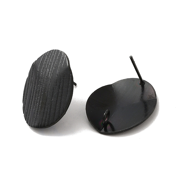 

PandaHall 304 Stainless Steel Stud Earrings Findings, with Vertical Loop, Textured Oval, Electrophoresis Black, 20x16mm, Hole: 2.5mm, Pin...