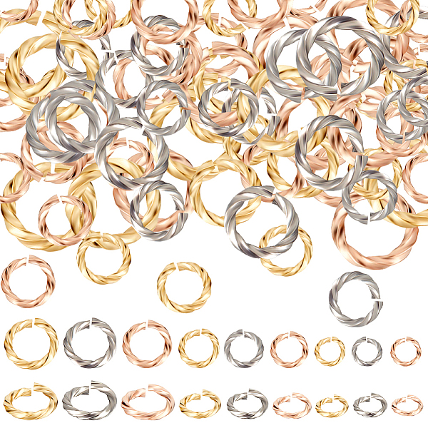 

PandaHall Beebeecraft 90Pcs 9 Styles 304 Stainless Steel Jump Rings, Open Jump Rings, Twisted, Mixed Color, 6~10x1~1.3mm, Inner Diameter...