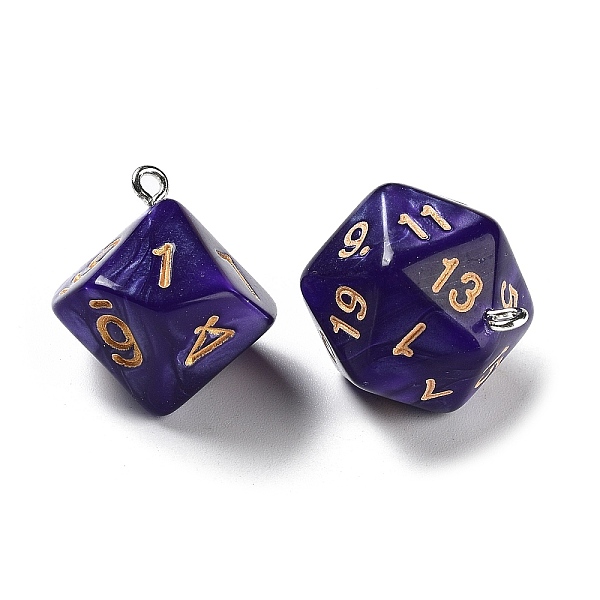 

PandaHall 7Pcs 7 Styles Opaque Resin Polyhedral Dice Pendants Set, Multi-Sided Dice Charms with Platinum Plated Iron Loops, Mixed Shapes..., Purple