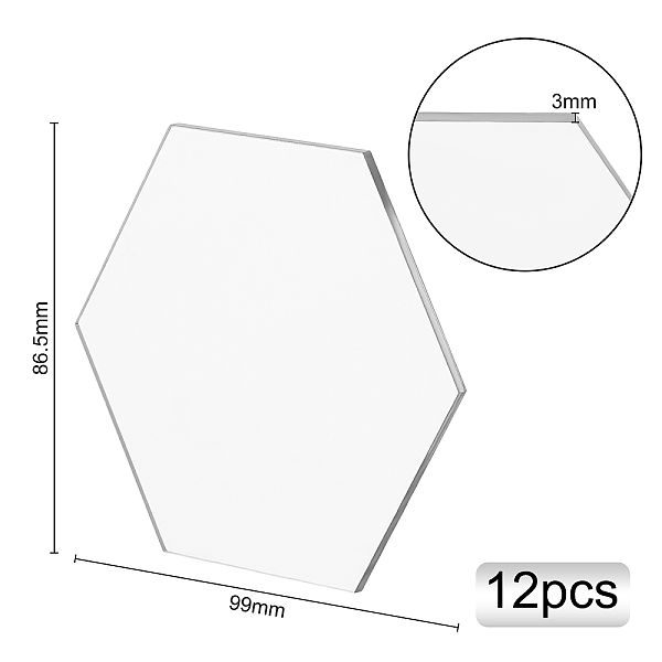 

PandaHall BENECREAT Acrylic Board, Hexagon, Clear, 86.5x99x3mm Acrylic Clear