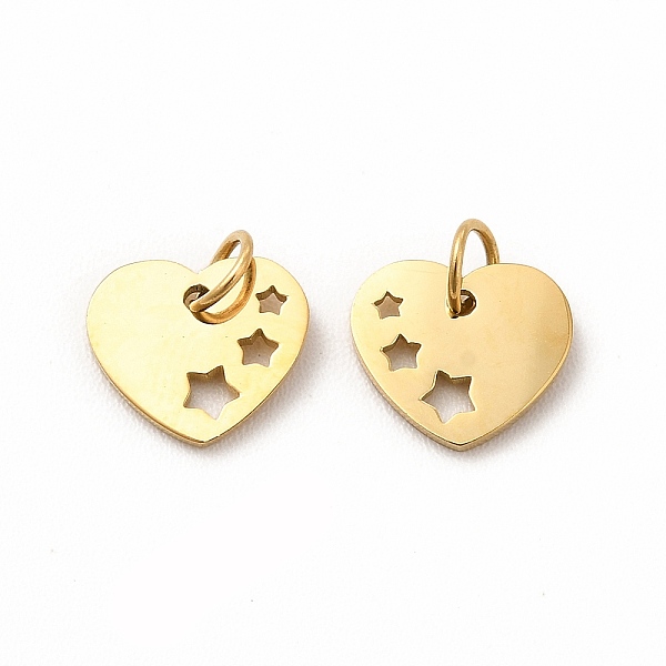 

PandaHall Ion Plating(IP) 304 Stainless Steel Pendants, with Jump Ring, Heart, Real 14K Gold Plated, 7x8x0.5mm, Hole: 2mm 304 Stainless...