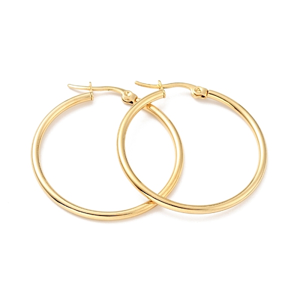 

PandaHall Vacuum Plating 201 Stainless Steel Hoop Earrings with 304 Stainless Steel Pins for Women, Golden, 34x2mm, Pin: 0.6mm 304 Stainless...