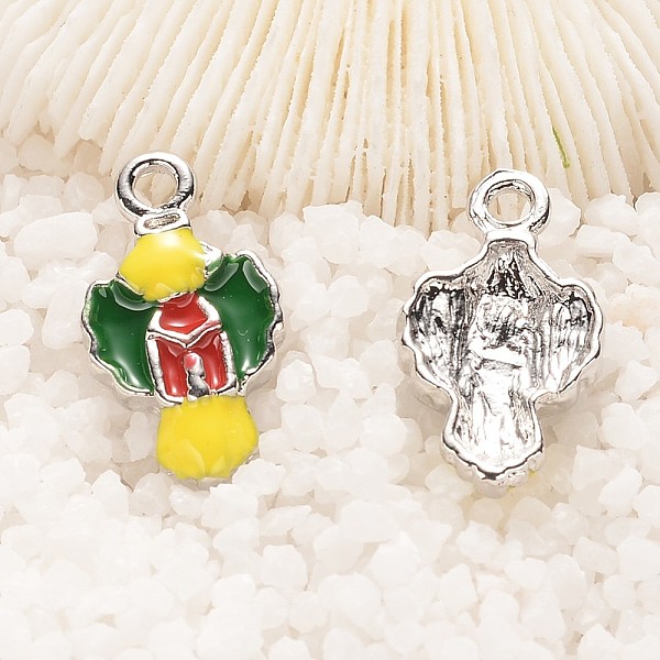 

PandaHall Christmas Decoration Alloy Enamel Pendants, Platinum, 19x10.5x3mm, Hole: 2mm Alloy+Enamel Others