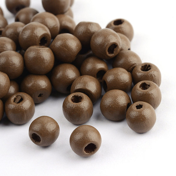 

PandaHall Natural Wood Beads, Dyed, Round, Camel, 10x9mm, Hole: 2.5~3.5mm, about 3000pcs/1000g Schima Wood Round Brown