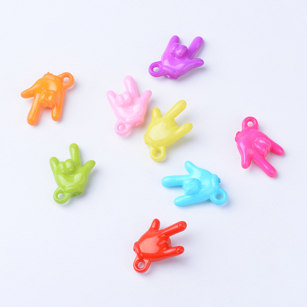 

PandaHall Opaque Acrylic ASL Pendants, Gesture for I Love You, Mixed Color, 25.5x19.5x8mm, Hole: 3mm Acrylic Others Multicolor