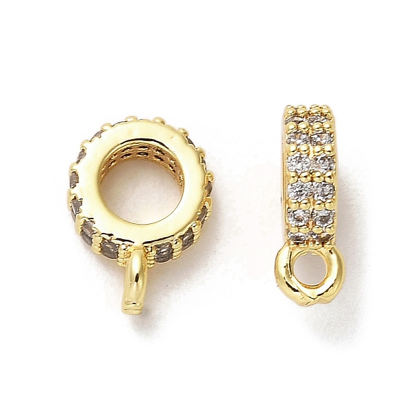 

PandaHall Brass Micro Pave Cubic Zirconia Tube Bails, Loop Bails, Ring, Real 18K Gold Plated, 10x7.5x3mm, Hole: 1.6mm, Inner Diameter: 4.5mm..., Clear