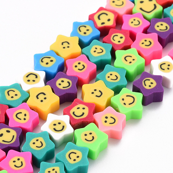 

PandaHall Handmade Polymer Clay Beads Strands, for DIY Jewelry Crafts Supplies, Star with Smile, Mixed Color, 9x9x4mm, Hole: 1.4mm, about..., Multicolor