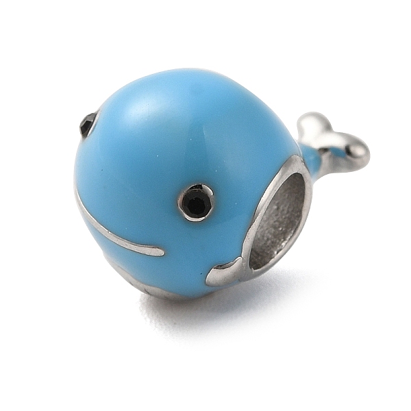 

PandaHall 304 Stainless Steel Enamel European Beads, with Rhinestone, Large Hole Beads, Dolphin, Stainless Steel Color, 14x10.5x10.5mm, Hole..., Black