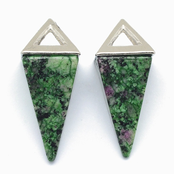 

PandaHall Natural Ruby in Zoisite Pendants, with Alloy Findings, Triangle, Platinum, 34x14x14.5mm, Hole: 4x6mm Ruby in Zoisite Triangle