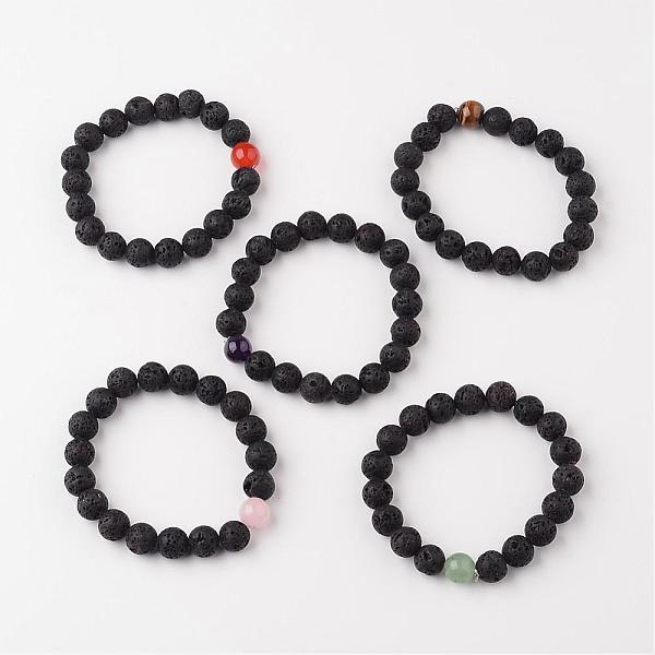 Pulseras Elásticas Con Cuentas De Roca De Lava Natural