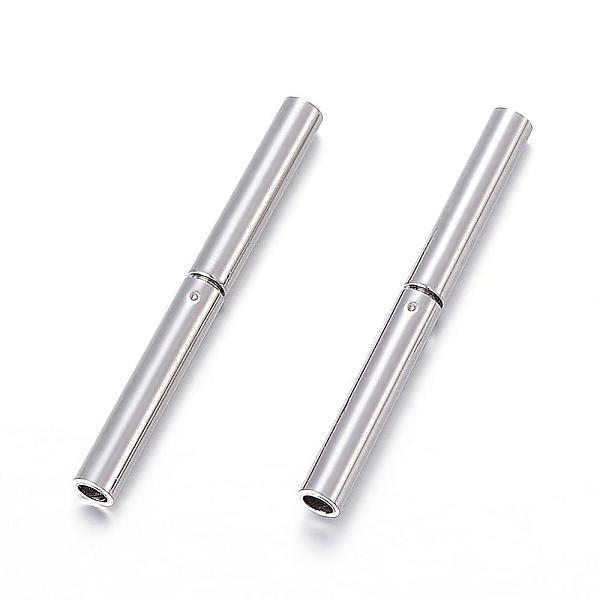 

PandaHall 304 Stainless Steel Bayonet Clasps, Column, Stainless Steel Color, 19x2mm, Hole: 1.3mm 304 Stainless Steel