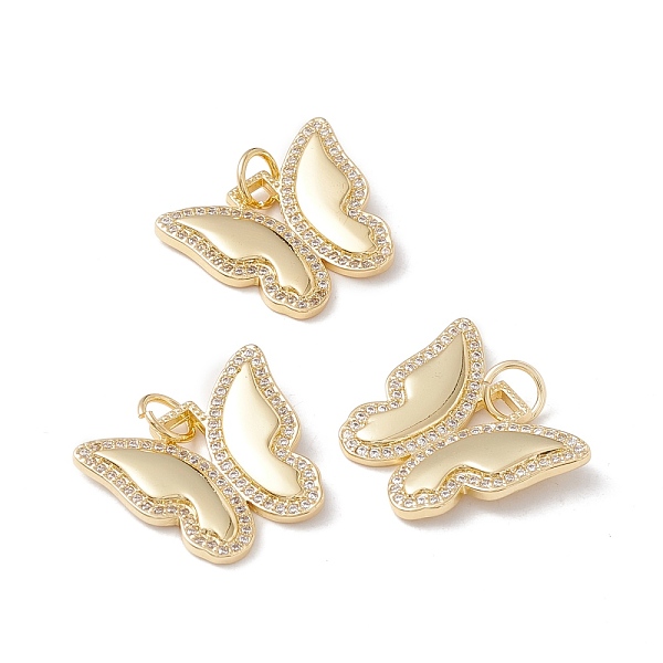 

PandaHall Brass Micro Pave Clear Cubic Zirconia Pendants, with Jump Ring, Cadmium Free & Lead Free, Butterfly, Real 18K Gold Plated...