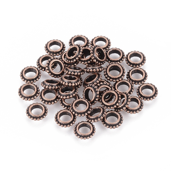 

PandaHall Tibetan Style Alloy Spacer Beads, Donut, Red Copper, Lead Free & Cadmium Free & Nickel Free, 8x2.5mm, Hole: 4mm Alloy Flower
