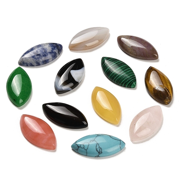 

PandaHall Natural & Synthetic Mixed Gemstone Cabochons, Horse Eye, 29.5~30x15x5.5~6mm Mixed Stone Horse Eye