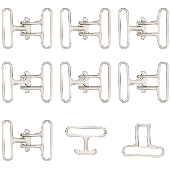 

PandaHall CHGCRAFT Alloy Snap Lock Clasps, Garment Clasps Findings, Platinum, 55x45x8mm, 8pcs Alloy