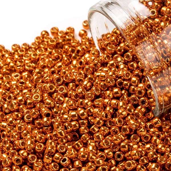 

PandaHall TOHO Round Seed Beads, Japanese Seed Beads, (PF562) Permafinish Opaque Galvanized Saffron, 11/0, 2.2mm, Hole: 0.8mm, about..., Orange