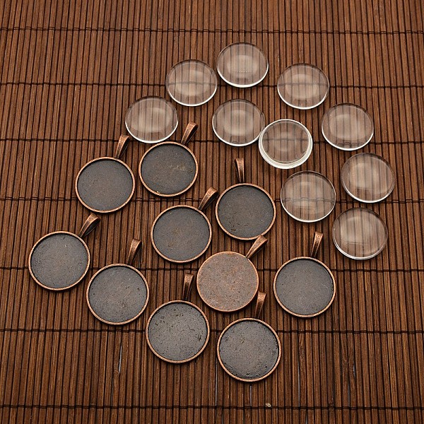 

PandaHall 25mm Transparent Clear Domed Glass Cabochon Cover with Alloy Settings, Lead Free & Nickel Free, Red Copper, Pendant: 40x26.5x6.5mm...