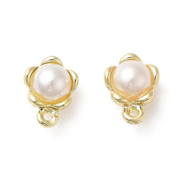 

PandaHall Alloy Stud Earring Findings, with Plastic Pearl Beaded & 925 Sterling Silver Pins & Horizontal Loops, Flower, Golden, 10.5x8x4mm...