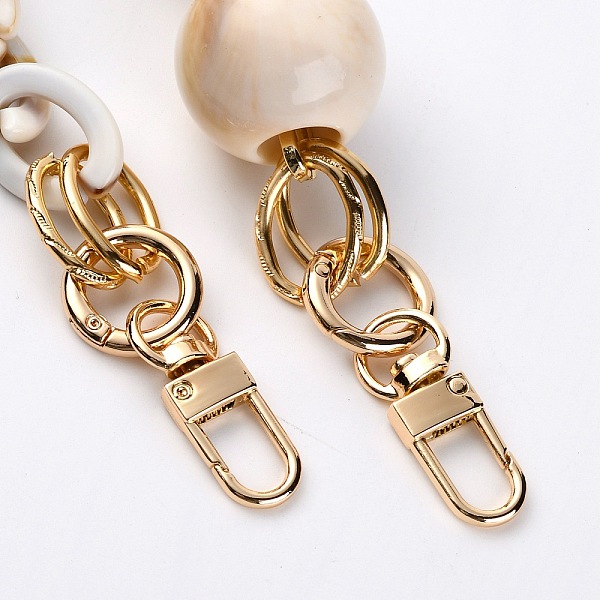 

PandaHall Oval & Round Bead Acrylic Bag Handle, with Alloy Finding, for Bag Replacement Accessories, Beige, 30.5cm Acrylic Yellow