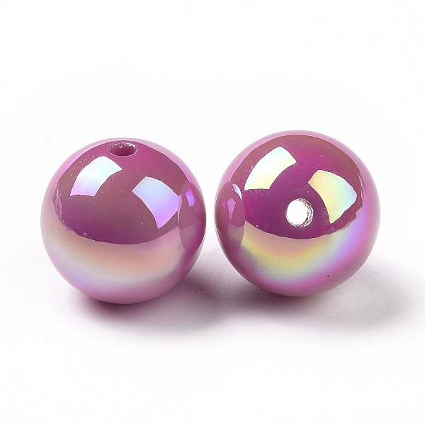 

PandaHall ABS Plastic Beads, AB Color Plated, Round, Violet, 16x15mm, Hole: 2mm ABS Plastic Round Purple