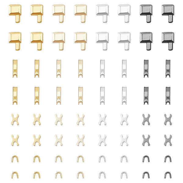 

PandaHall Clothing Accessories, Brass Zipper Repair Down Zipper Stopper and Plug, Mixed Color, 5x3.5x3.5mm, 3x3.5x2.5mm, 16sets Brass