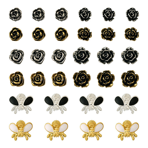 60Pcs 10 Style Alloy Enamel Cabochons